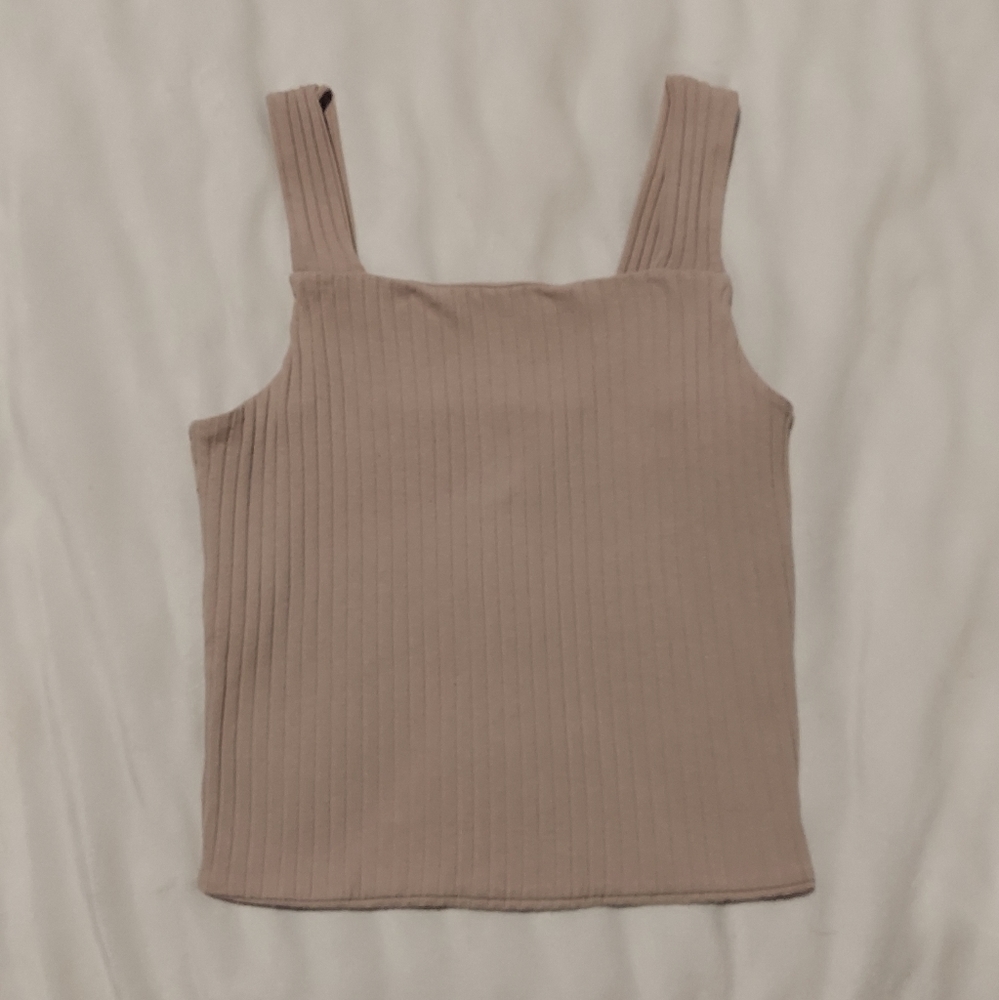 Pinkish Gray Ribbed Tank Top